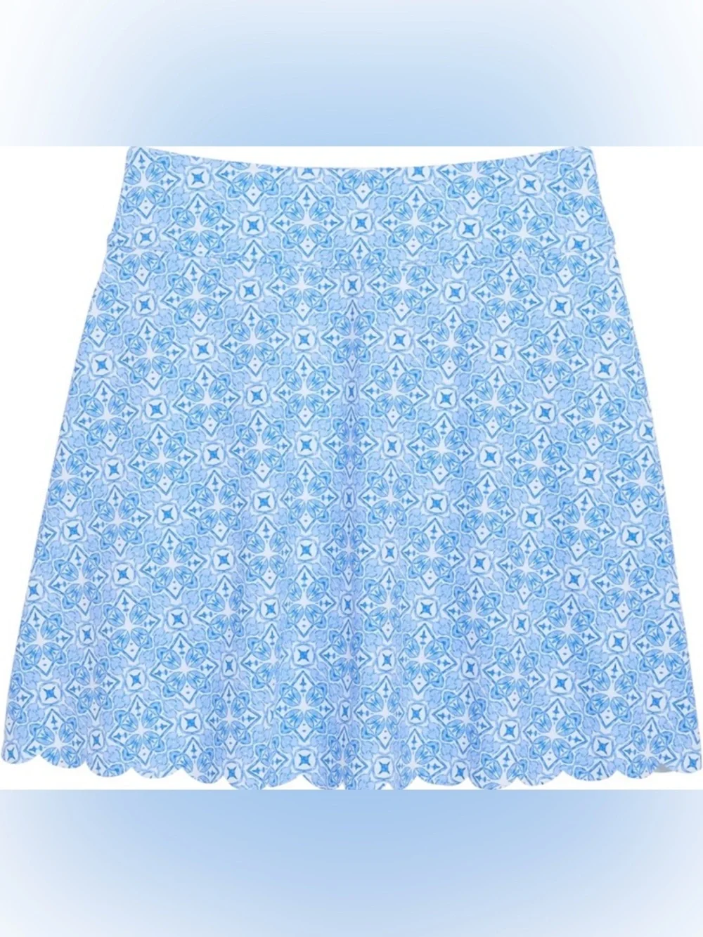 NWOT Vineyard Vines Women Performance Scallop Skort Cora Allover blue white tile - Picture 6 of 10
